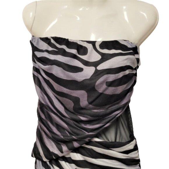 Strapless Sexy Dress Black and White Bodycon Dress - Size M / Size L - Picture 3 of 5
